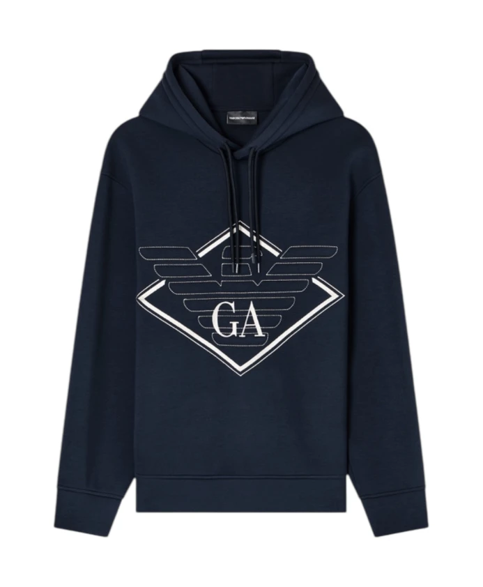 Толстовка из двух видов трикотажа с капюшоном и крупной вышивкой в виде орла. Emporio Armani, синий
Толстовка из двух видов трикотажа с капюшоном и крупной вышивкой в виде орла. Emporio Armani, синий