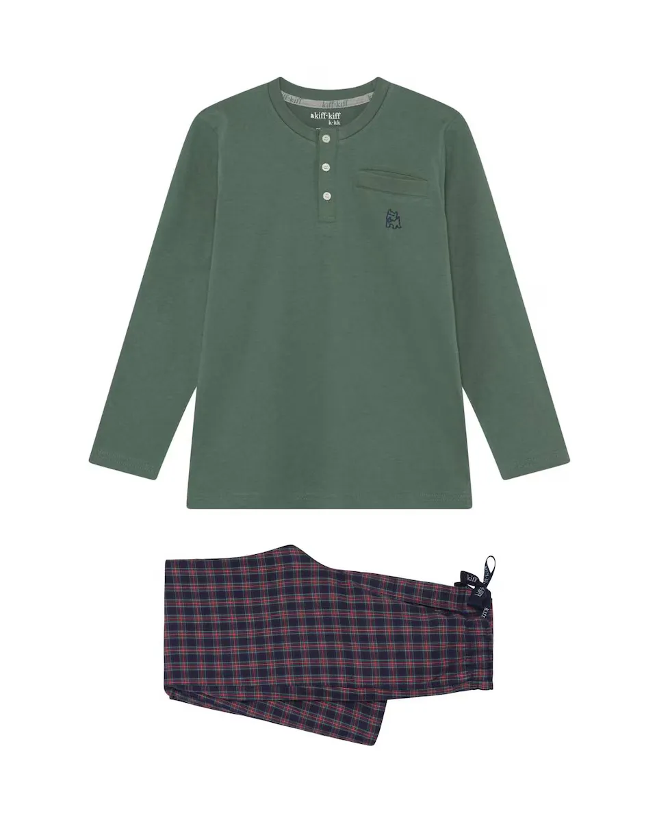 Пижама для мальчика сочеталась с однотонной футболкой и клетчатыми брюками Kiff-Kiff, зеленый
Пижама для мальчика сочеталась с однотонной футболкой и клетчатыми брюками Kiff-Kiff, зеленый