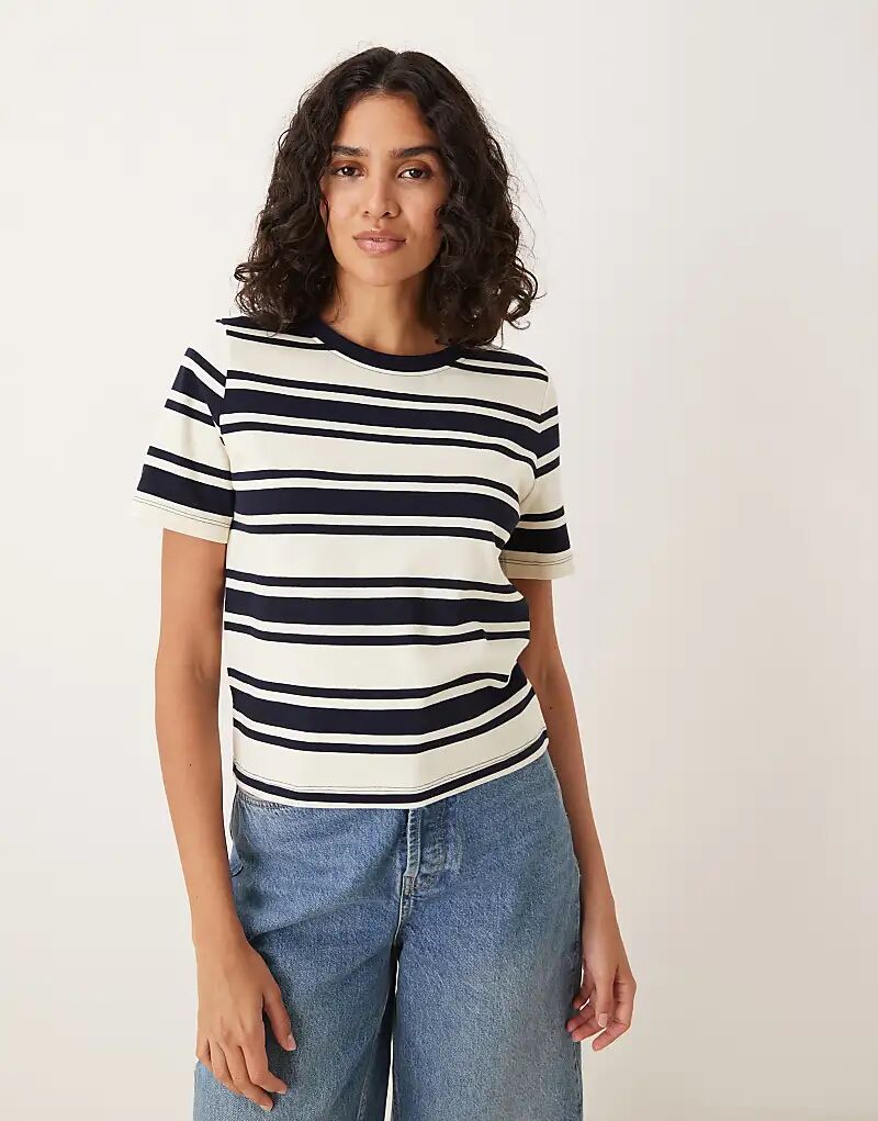 Футболка из хлопка Mango в кремово-черную полоску
Футболка из хлопка Mango в кремово-черную полоску