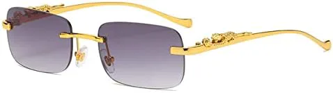 Винтажные солнцезащитные очки без оправы 2027 года для женщин и мужчин, для путешествий и вождения, с металлическим рисунком в виде головы леопарда MTZJH, Gold Gray
Винтажные солнцезащитные очки без оправы 2027 года для женщин и мужчин, для путешествий и вождения, с металлическим рисунком в виде головы леопарда MTZJH, Gold Gray