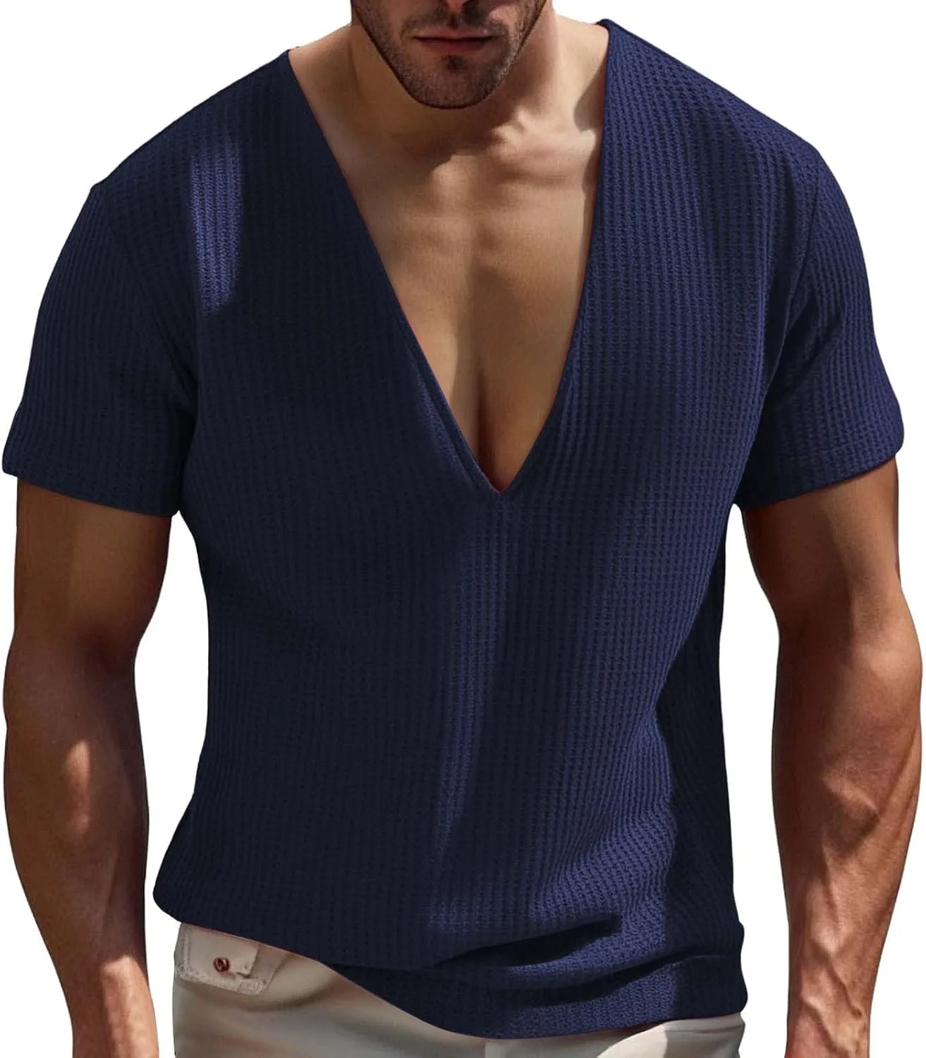 Футболка мужская Deep V-neck с коротким рукавом, Stretch, Breathable
Футболка мужская Deep V-neck с коротким рукавом, Stretch, Breathable