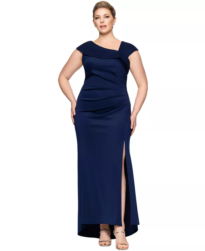 Вечернее платье асимметричного кроя больших размеров XSCAPE, синий