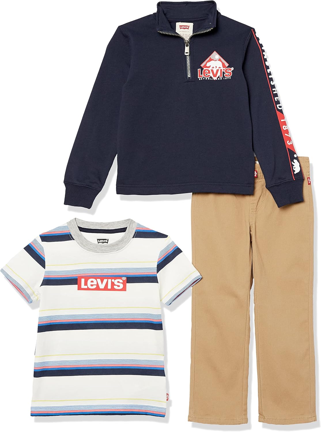 Комплект из 3 предметов: футболка с рисунком, толстовка и спортивные брюки Levi's для мальчиков, Navy Blazer/Twill
Комплект из 3 предметов: футболка с рисунком, толстовка и спортивные брюки Levi's для мальчиков, Navy Blazer/Twill