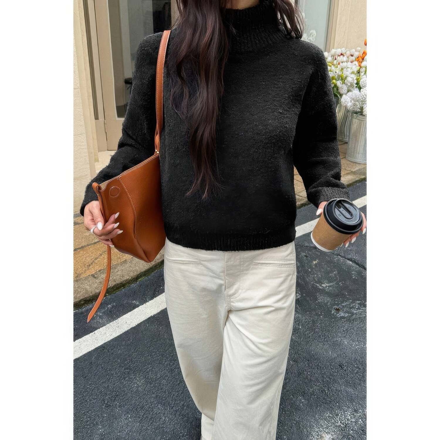 Мягкий трикотажный свитер с высоким воротом и длинными рукавами Truedames, черный
Мягкий трикотажный свитер с высоким воротом и длинными рукавами Truedames, черный