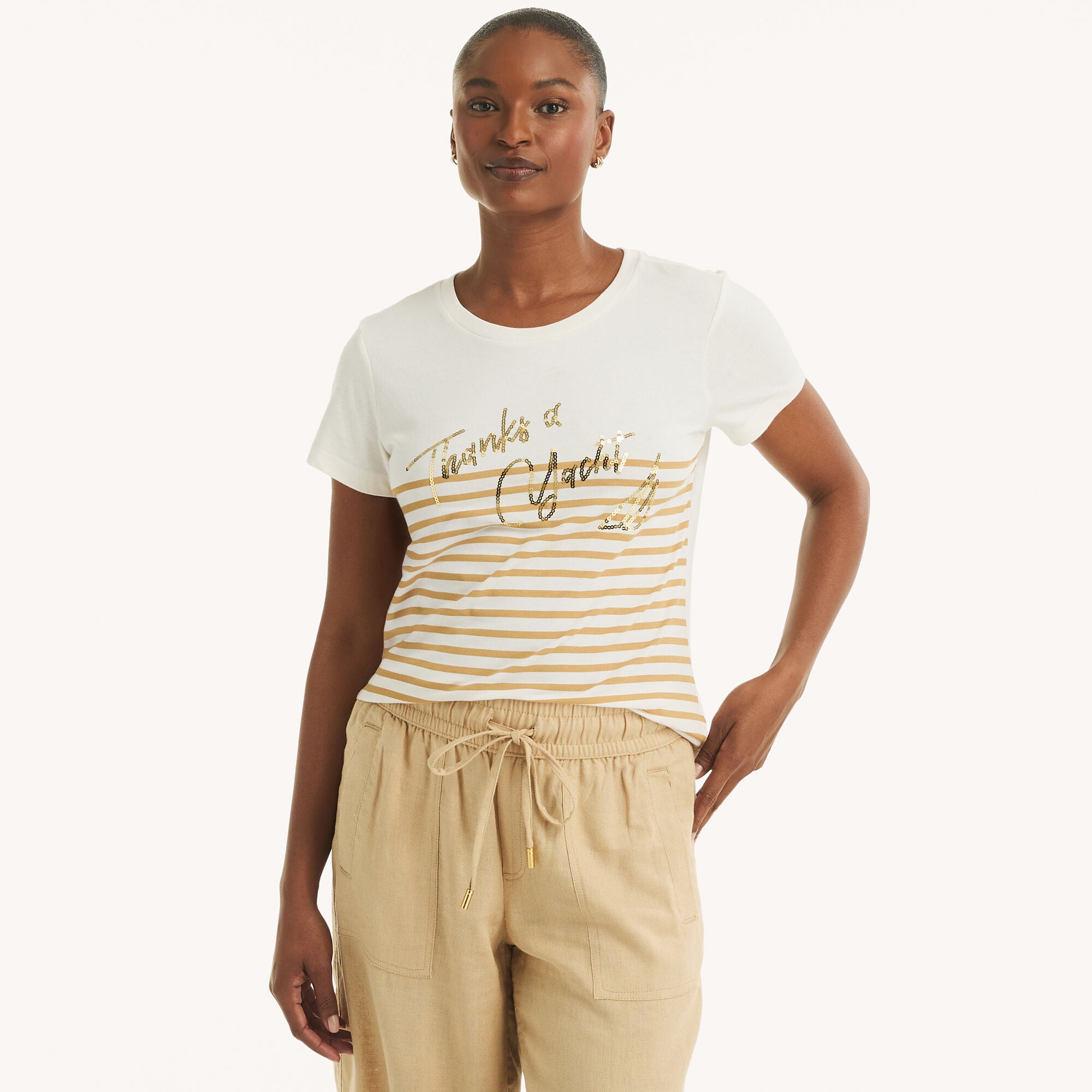 Женская футболка с пайетками Nautica Thanks A Yacht, Marshmallow
Женская футболка с пайетками Nautica Thanks A Yacht, Marshmallow