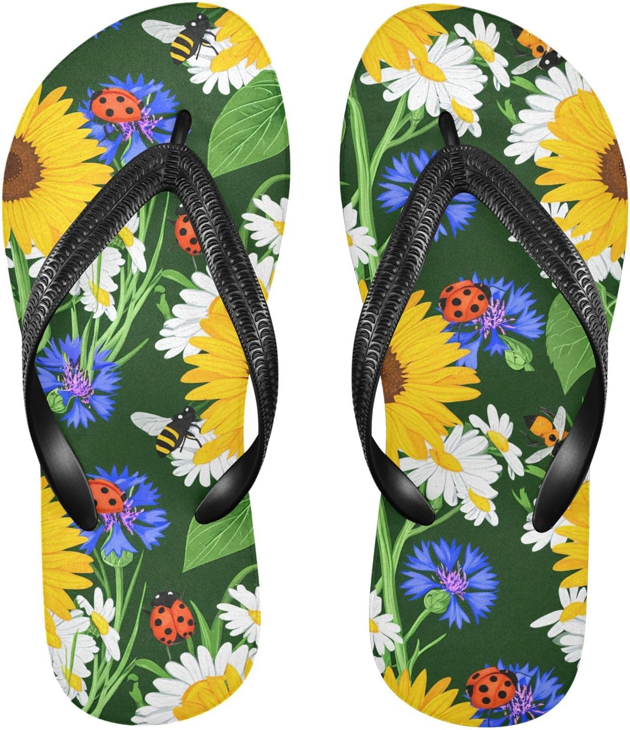 Вьетнамки с подсолнухом, пчелой и ромашкой, зеленые, пляжные, резиновые, противоскользящие, летние шлепанцы для мужчин и женщин для прогулок Sinestour
Вьетнамки с подсолнухом, пчелой и ромашкой, зеленые, пляжные, резиновые, противоскользящие, летние шлепанцы для мужчин и женщин для прогулок Sinestour