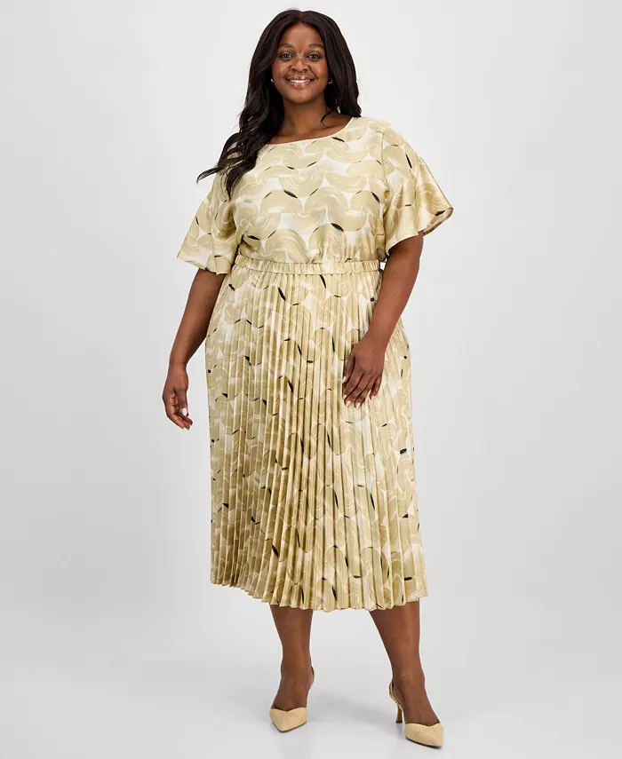 Юбка миди больших размеров со складками и застежкой Anne Klein, коричневый
Юбка миди больших размеров со складками и застежкой Anne Klein, коричневый