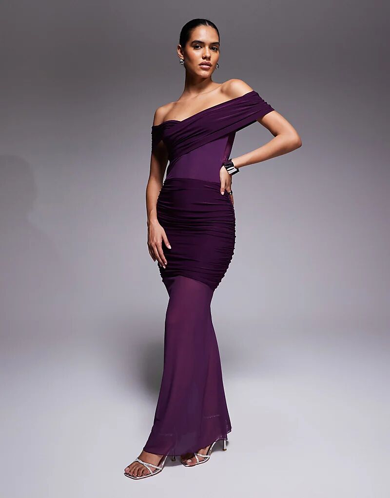 Эксклюзивное двухслойное облегающее платье макси Kaiia с открытыми плечами и прозрачным сетчатым подолом в сливовом цвете
Эксклюзивное двухслойное облегающее платье макси Kaiia с открытыми плечами и прозрачным сетчатым подолом в сливовом цвете