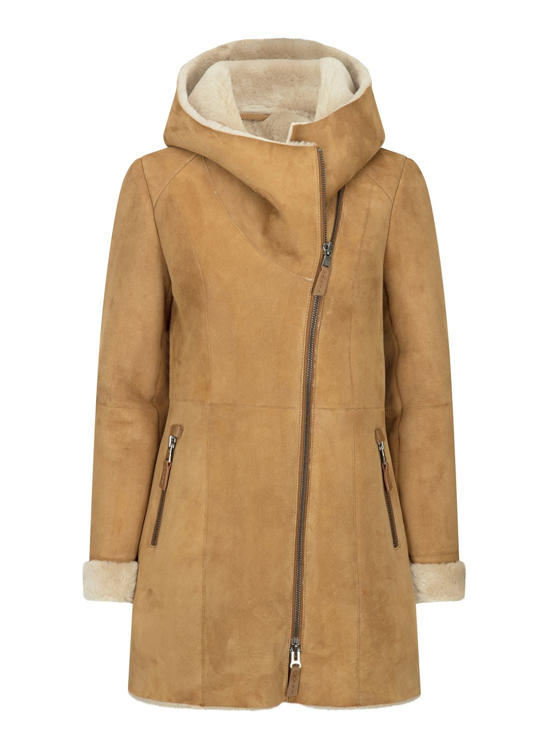 Пальто из овчины с капюшоном Toscana Suede TruClothing, коричневый 
Пальто из овчины с капюшоном Toscana Suede TruClothing, коричневый