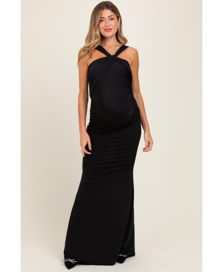 Черное длинное платье для беременных с закрученным передом и сборками Pinkblush, Black
Черное длинное платье для беременных с закрученным передом и сборками Pinkblush, Black