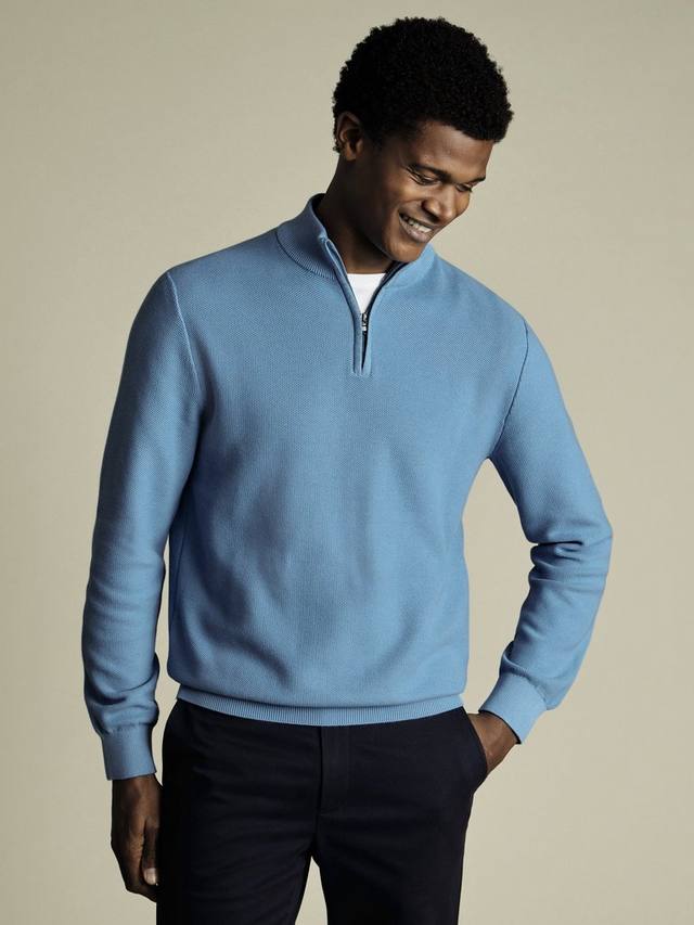 Хлопковый джемпер с медовой вязкой и молнией Charles Tyrwhitt, Ocean Blue
Хлопковый джемпер с медовой вязкой и молнией Charles Tyrwhitt, Ocean Blue