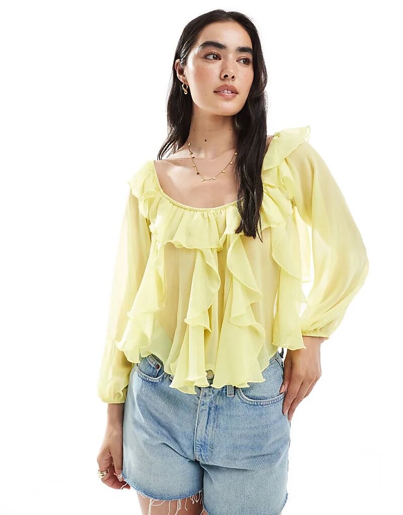 Шифоновая блузка Miss Selfridge Bardot цвета пахты
Шифоновая блузка Miss Selfridge Bardot цвета пахты