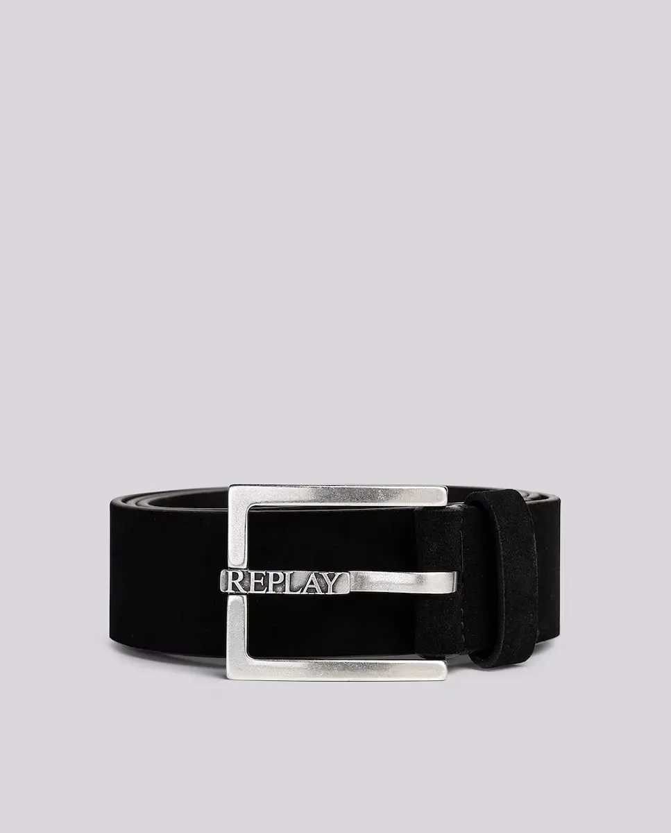 Мужской кожаный ремень с пряжкой с логотипом Replay, чёрный
Мужской кожаный ремень с пряжкой с логотипом Replay, чёрный