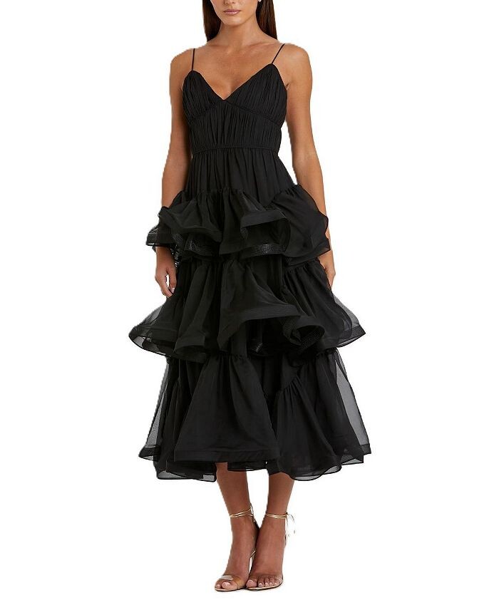 Многоярусное платье Mac Duggal с V-образным вырезом, черный
Многоярусное платье Mac Duggal с V-образным вырезом, черный