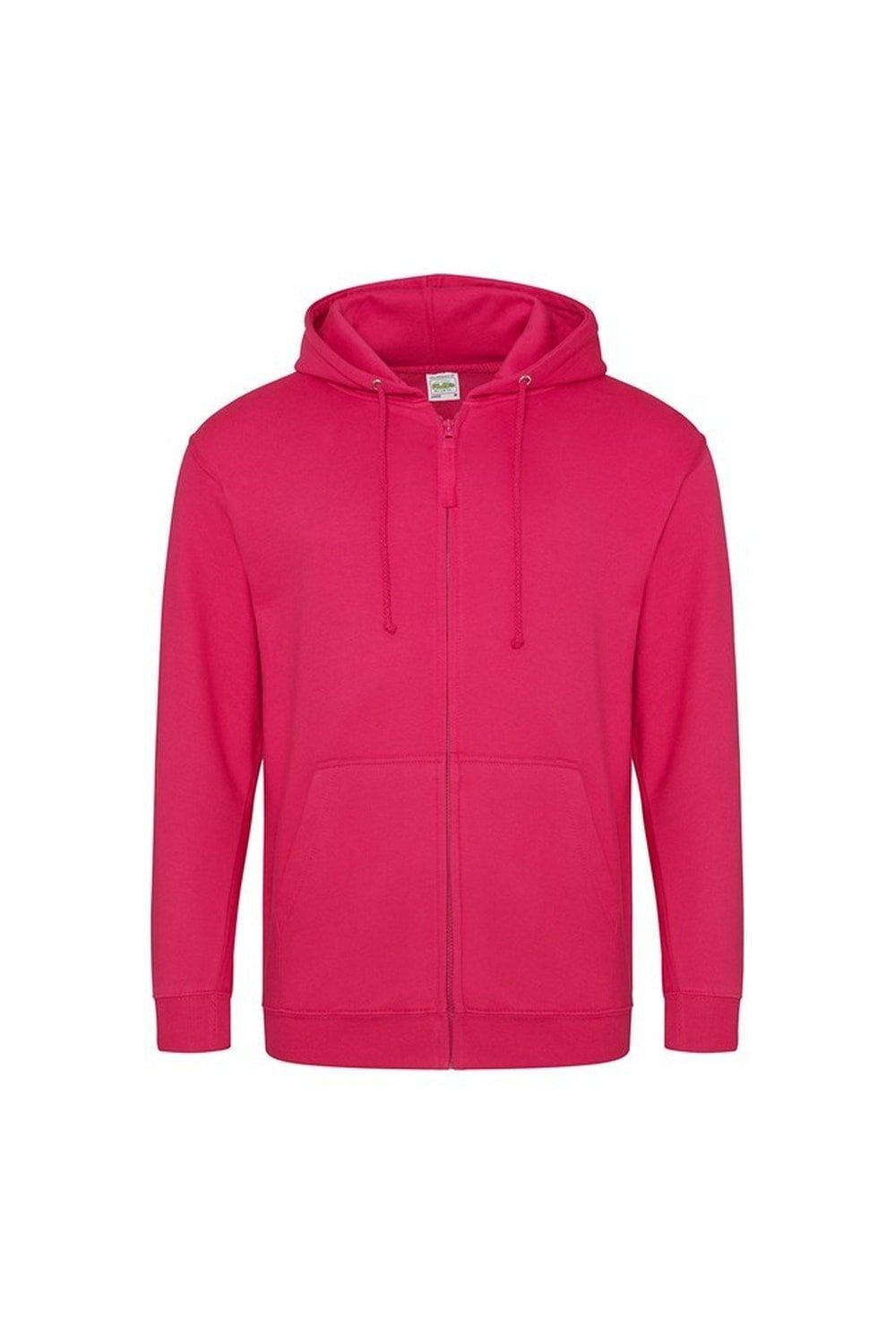 Однотонная толстовка с капюшоном на молнии и полной молнией Zoodie AWDis, розовый