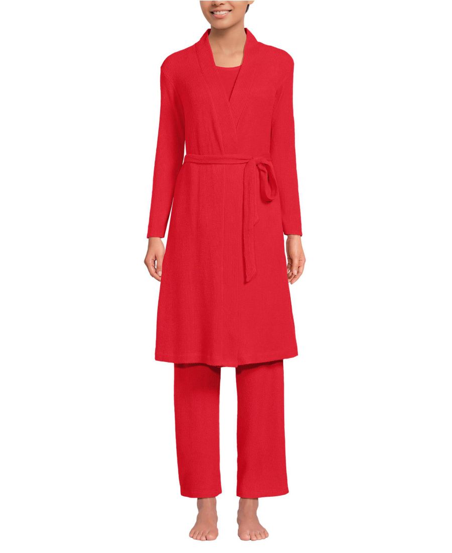 Женский пижамный комплект из трех предметов: майка, брюки и халат из мягкого, ворсистого трикотажа с вафельной текстурой Lands' End, Compass red
Женский пижамный комплект из трех предметов: майка, брюки и халат из мягкого, ворсистого трикотажа с вафельной текстурой Lands' End, Compass red