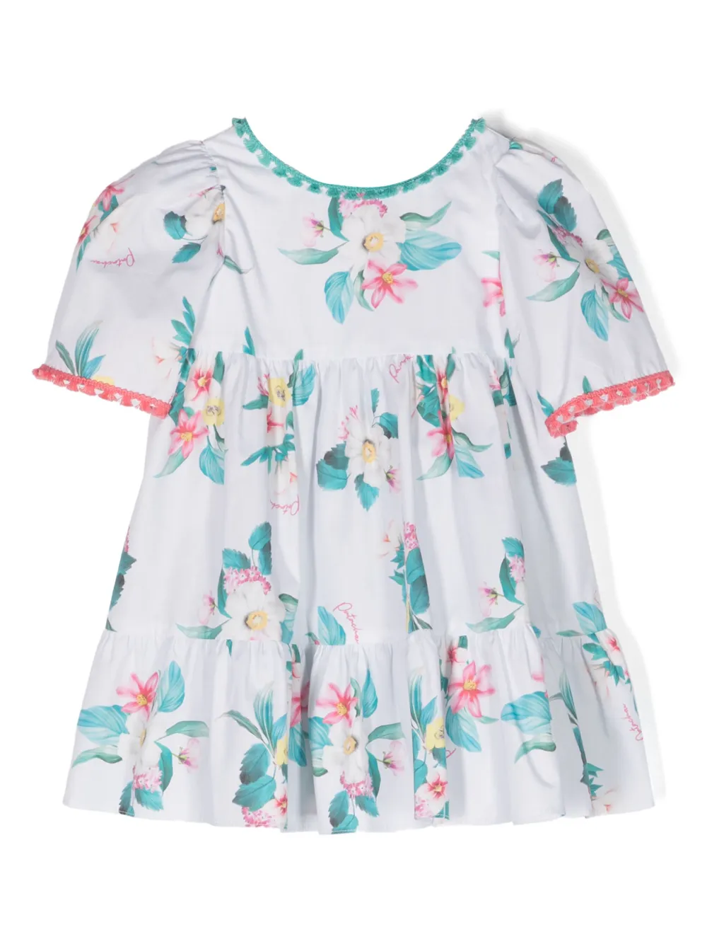 Платье с оборками и цветочным принтом Patachou, белый 
Платье с оборками и цветочным принтом Patachou, белый