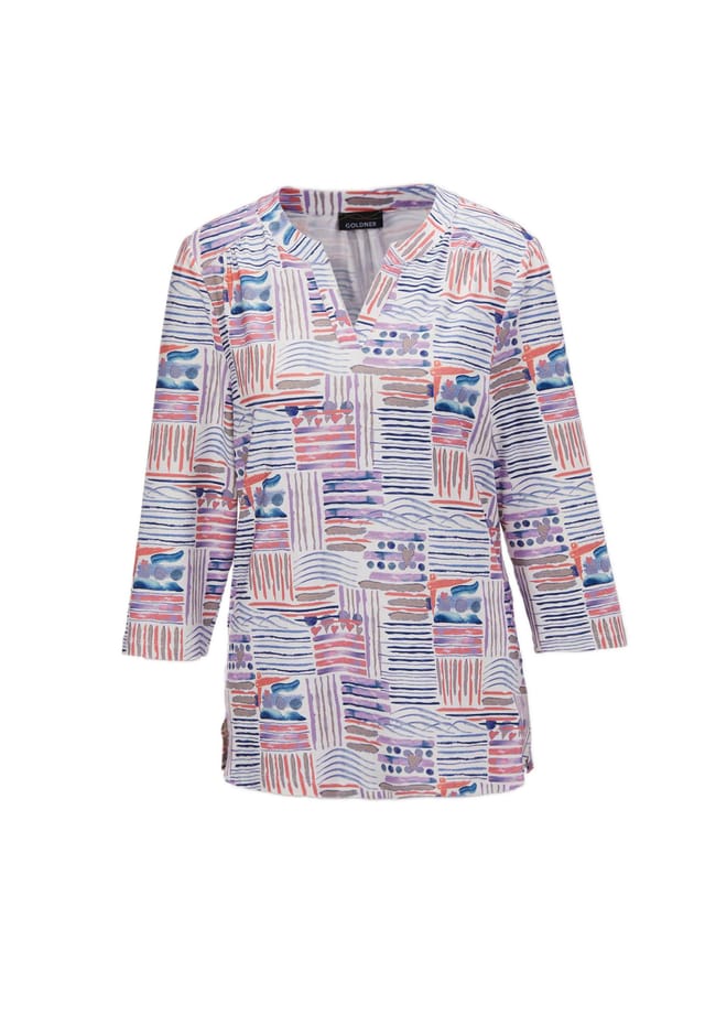 Короткий размер: рубашка-туника с принтом и воротником-стойкой Goldner, мультиколор
Короткий размер: рубашка-туника с принтом и воротником-стойкой Goldner, мультиколор