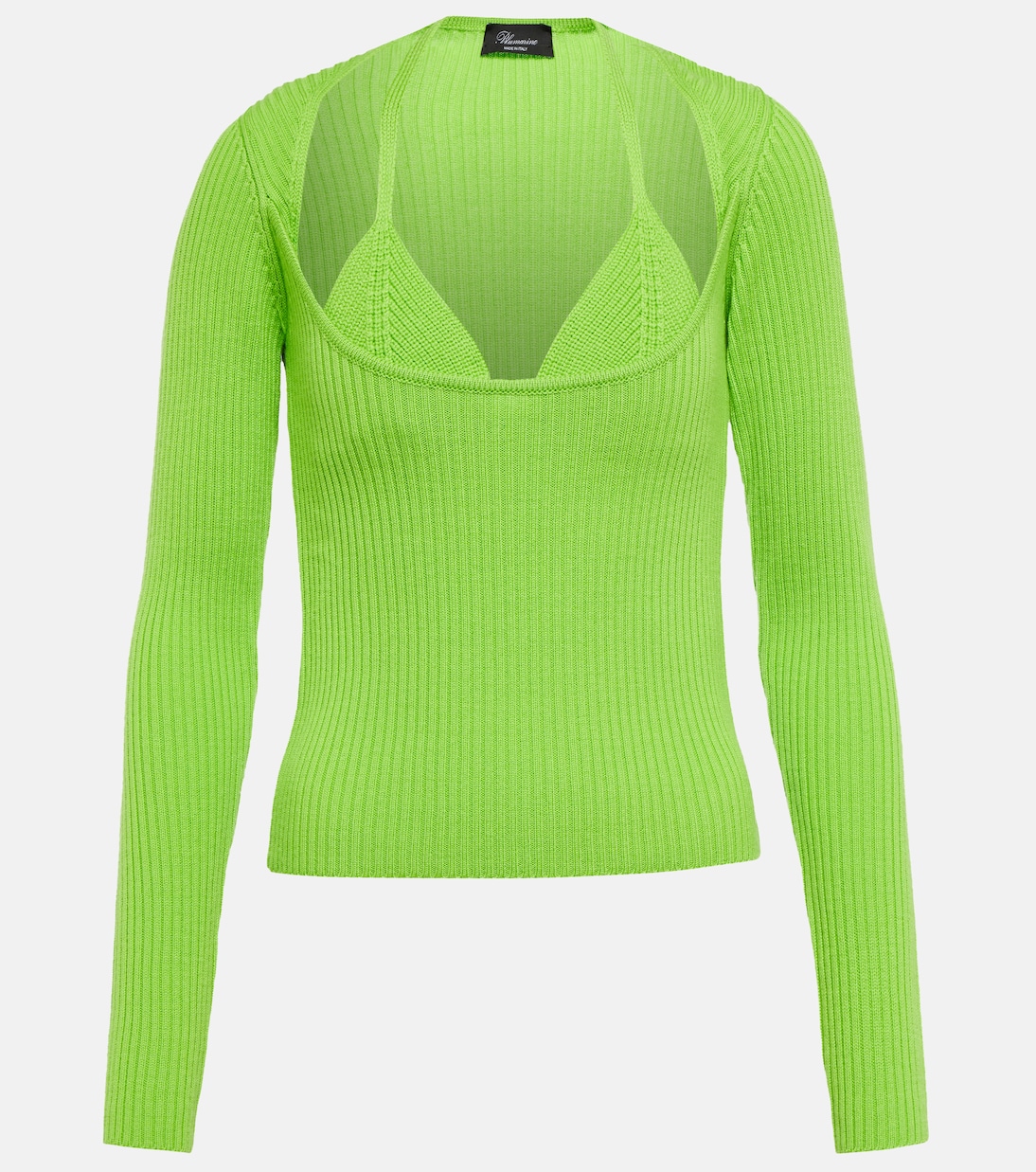 Топ из шерсти в рубчик Blumarine, Verde Fluo
Топ из шерсти в рубчик Blumarine, Verde Fluo