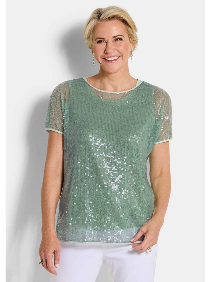 GOLDNER Укороченный размер: Блузка-слип с пайетками, переливающаяся, шалфейно-зеленого цвета
GOLDNER Укороченный размер: Блузка-слип с пайетками, переливающаяся, шалфейно-зеленого цвета