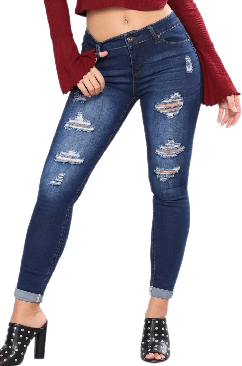 Женские джинсы скинни с потертостями KQTFT
Женские джинсы скинни с потертостями KQTFT