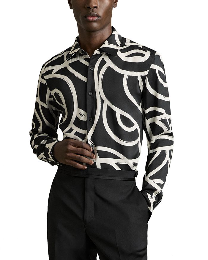 Длинная рубашка с абстрактным принтом REISS, черный
Длинная рубашка с абстрактным принтом REISS, черный