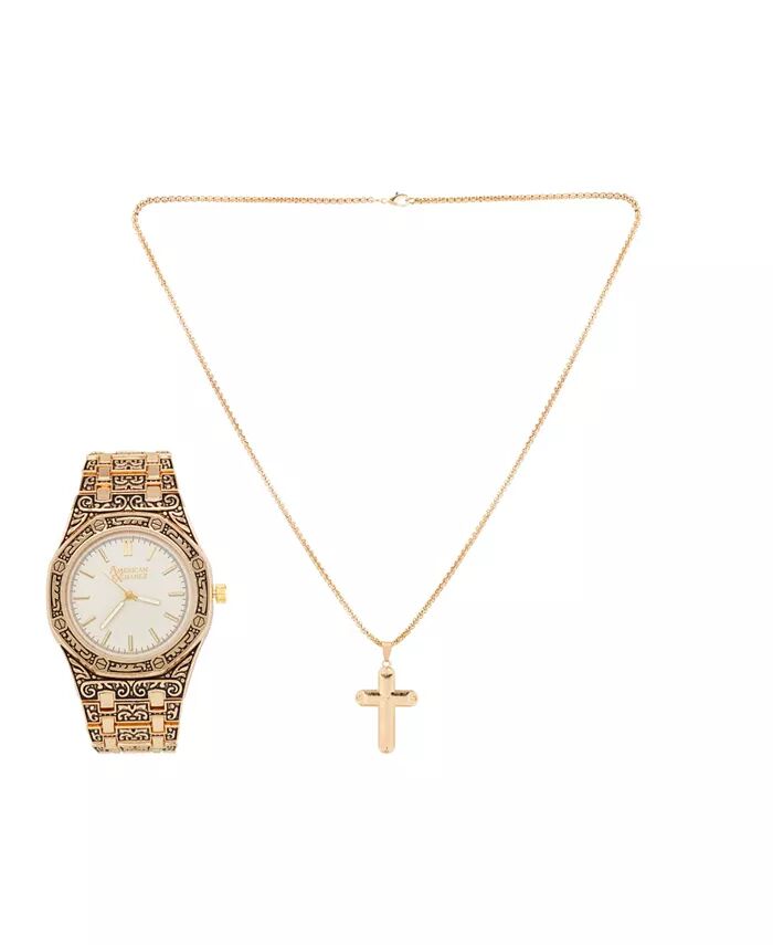 Мужские кварцевые часы из сплава золотистого тона 41,5 мм, подарочный набор American Exchange
Мужские кварцевые часы из сплава золотистого тона 41,5 мм, подарочный набор American Exchange