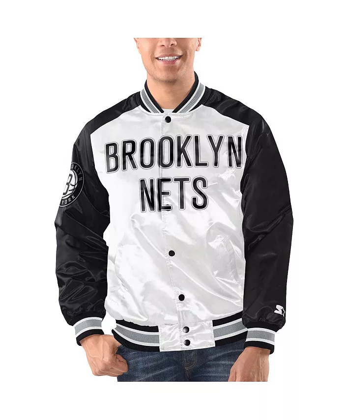 Мужская бело-черная бейсбольная куртка Brooklyn Nets Renegade на молнии из сатина Starter
Мужская бело-черная бейсбольная куртка Brooklyn Nets Renegade на молнии из сатина Starter