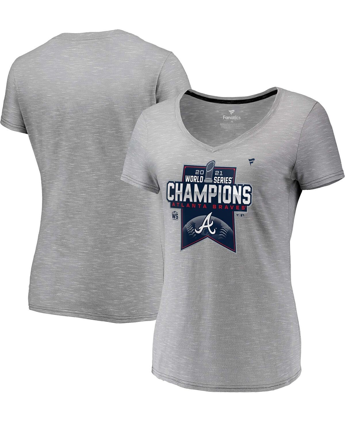 Женская футболка с v-образным вырезом в раздевалке Atlanta Braves World Series Champions 2021 Fanatics
Женская футболка с v-образным вырезом в раздевалке Atlanta Braves World Series Champions 2021 Fanatics
