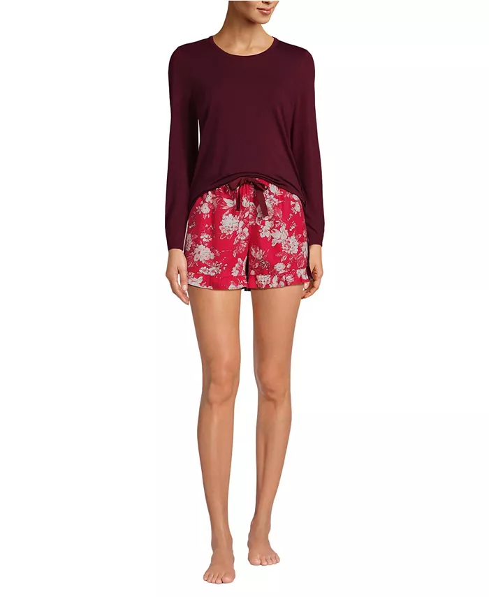 Женский легкий пижамный комплект из двух предметов: топ и шорты, хлопковый модал, драпированная фланель Lands' End, красный
Женский легкий пижамный комплект из двух предметов: топ и шорты, хлопковый модал, драпированная фланель Lands' End, красный