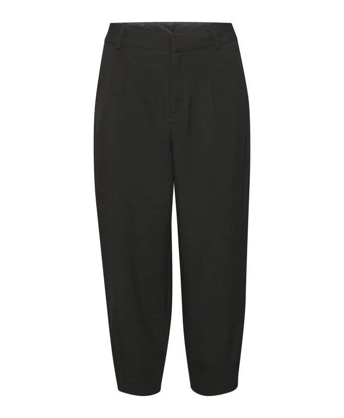 Укороченные брюки с завышенной талией петлями для ремня и боковыми карманами Kaffe, черный 
Укороченные брюки с завышенной талией петлями для ремня и боковыми карманами Kaffe, черный