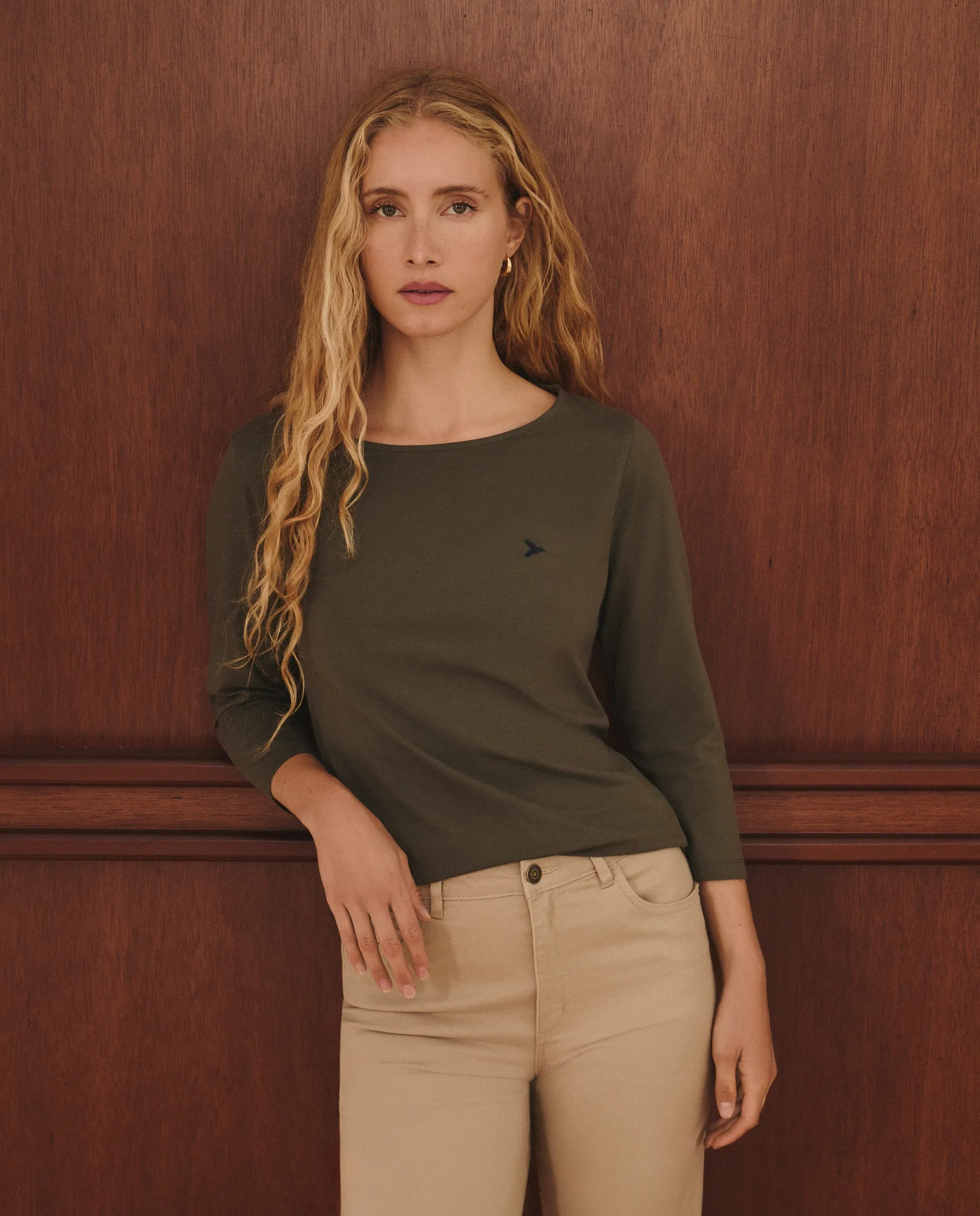 Женская однотонная хлопковая футболка Lloyd'S, хаки 
Женская однотонная хлопковая футболка Lloyd'S, хаки