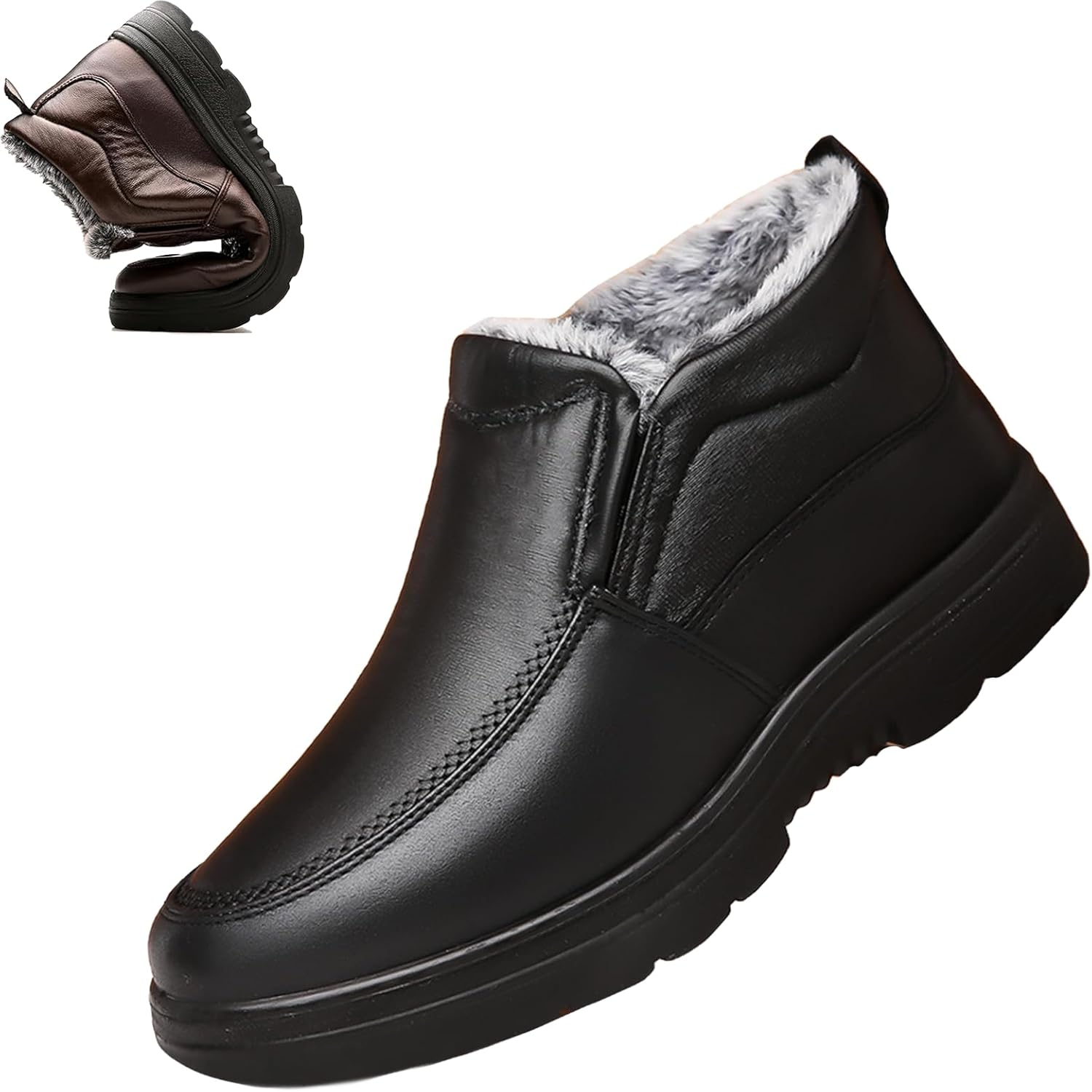 Мужские зимние снегоходные сапоги из кожи с теплой меховой подкладкой, уличные, противоскользящие, удобные, на средний возраст и пожилых, легкие, повседневные лоферы для прогулок Generic, черный
Мужские зимние снегоходные сапоги из кожи с теплой меховой подкладкой, уличные, противоскользящие, удобные, на средний возраст и пожилых, легкие, повседневные лоферы для прогулок Generic, черный