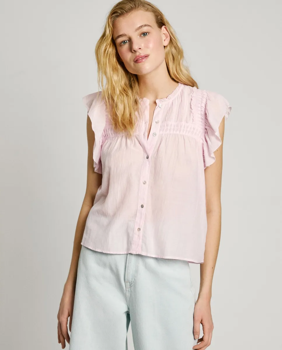 Женская блузка с круглым вырезом и оборками на рукавах Pepe Jeans, розовый
Женская блузка с круглым вырезом и оборками на рукавах Pepe Jeans, розовый