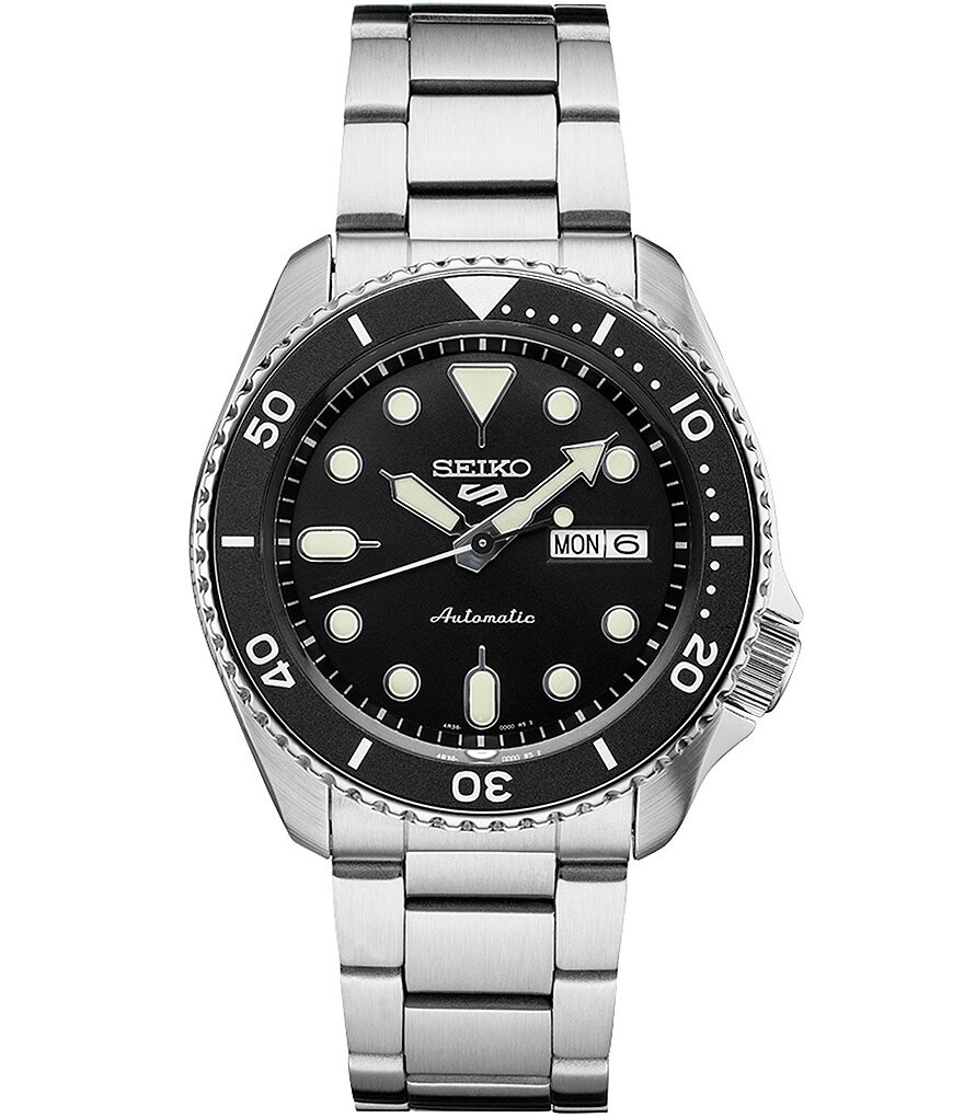Seiko Мужские часы Seiko 5 Sports с автоматическим браслетом из нержавеющей стали с черным циферблатом, серебро
Seiko Мужские часы Seiko 5 Sports с автоматическим браслетом из нержавеющей стали с черным циферблатом, серебро