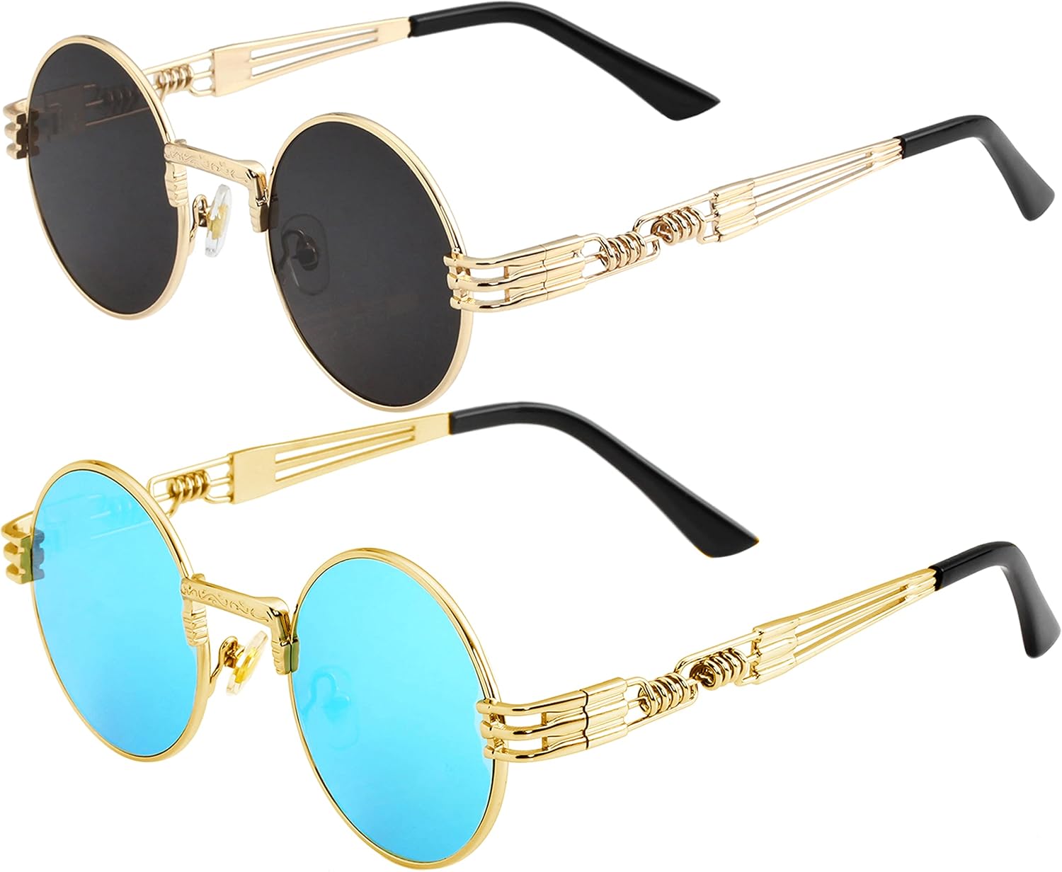 Круглые солнцезащитные очки Kursan для женщин и мужчин, в стиле хиппи, ретро, с металлической оправой, защита от УФ-излучения UV 400, 2 Pack (Gold/Black + Gold/Blue Mirrored)
Круглые солнцезащитные очки Kursan для женщин и мужчин, в стиле хиппи, ретро, с металлической оправой, защита от УФ-излучения UV 400, 2 Pack (Gold/Black + Gold/Blue Mirrored)