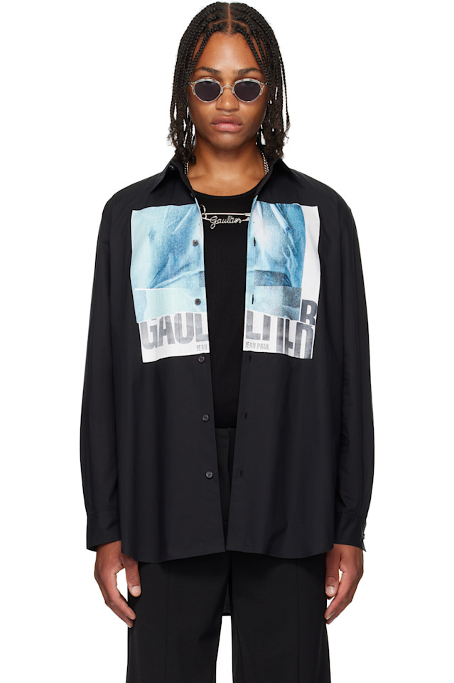 Оверсайз футболка с водяным принтом Jean Paul Gaultier, черный 
Оверсайз футболка с водяным принтом Jean Paul Gaultier, черный