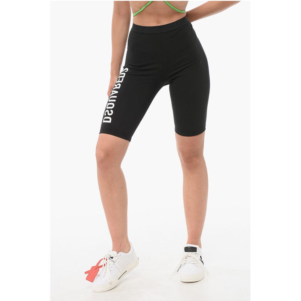 Велосипедные шорты из хлопка-стрейча с логотипом сбоку Dsquared2, черный 
Велосипедные шорты из хлопка-стрейча с логотипом сбоку Dsquared2, черный