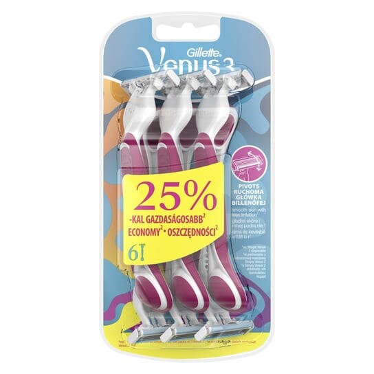 Одноразовые женские бритвы, 6 шт. Gillette Venus 3
Одноразовые женские бритвы, 6 шт. Gillette Venus 3