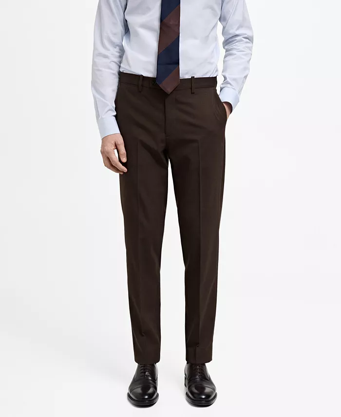 Мужские узкие брюки из шерсти для костюма Mango, коричневый
Мужские узкие брюки из шерсти для костюма Mango, коричневый