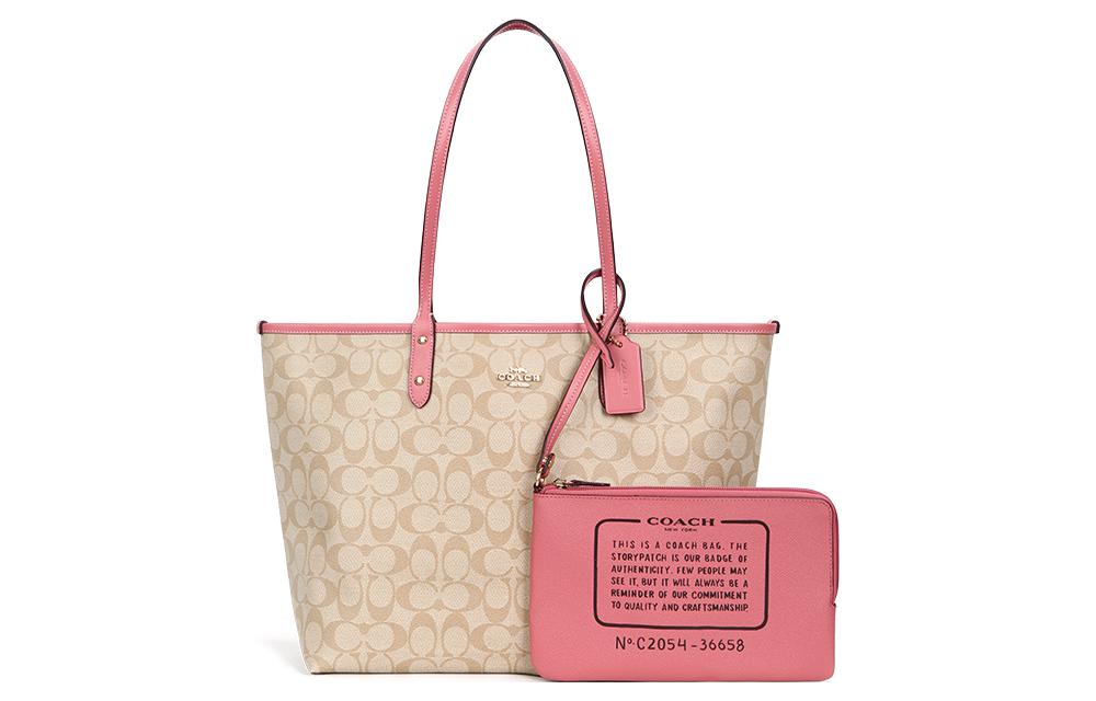 COACH Сумка-шоппер из холста с кожаными вставками комбинированная женская большая через плечо бежевая и розовая
COACH Сумка-шоппер из холста с кожаными вставками комбинированная женская большая через плечо бежевая и розовая