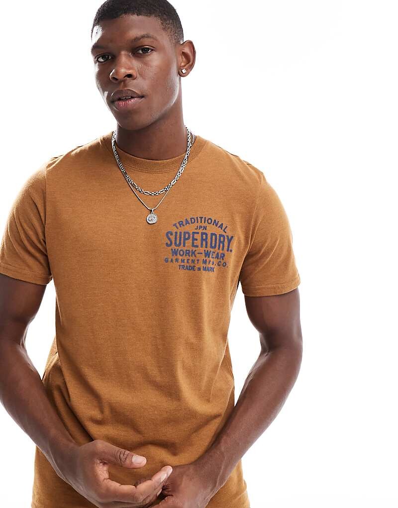Темно-табачно-коричневая крапчатая футболка для спецодежды Superdry Machined Goods
Темно-табачно-коричневая крапчатая футболка для спецодежды Superdry Machined Goods