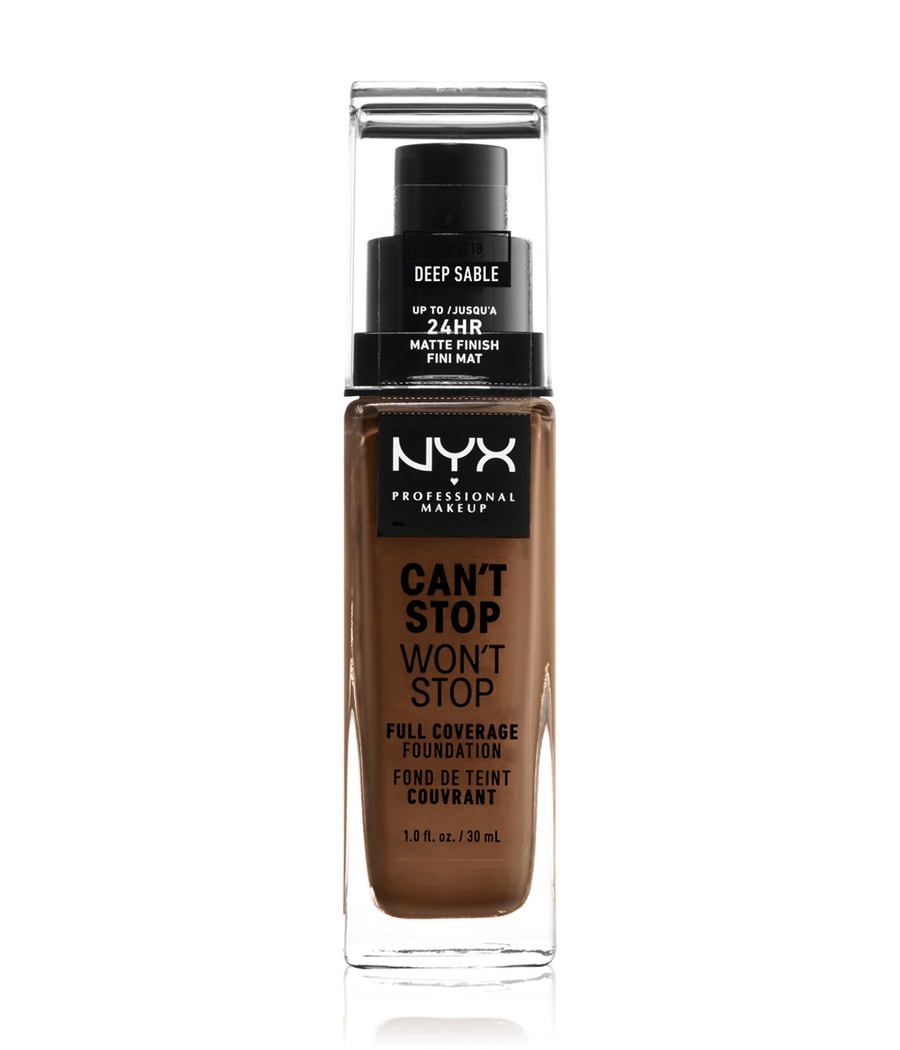 Жидкая основа NYX Professional Makeup Can't Stop Won't Stop 24-Hour Foundation, Nr. 18 - Deep Sable, 30 ml
Жидкая основа NYX Professional Makeup Can't Stop Won't Stop 24-Hour Foundation, Nr. 18 - Deep Sable, 30 ml
