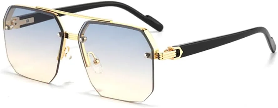 Женские солнцезащитные очки без оправы, прямоугольной формы, с двойной перемычкой, градиентный цвет, защита от ультрафиолета UV400 HDUBFY, Blue Gradient Yellow
Женские солнцезащитные очки без оправы, прямоугольной формы, с двойной перемычкой, градиентный цвет, защита от ультрафиолета UV400 HDUBFY, Blue Gradient Yellow