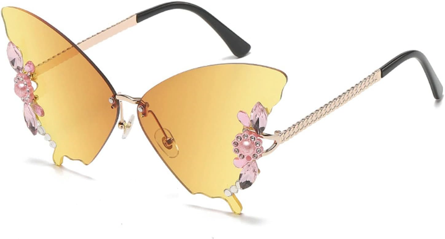 Willochra Женские солнцезащитные очки без оправы Модные солнцезащитные очки с бабочками и бриллиантами Многоугольная безрамочная модель Солнцезащитные очки для вечеринок Защита от УФ-излучения, Yellow
Willochra Женские солнцезащитные очки без оправы Модные солнцезащитные очки с бабочками и бриллиантами Многоугольная безрамочная модель Солнцезащитные очки для вечеринок Защита от УФ-излучения, Yellow