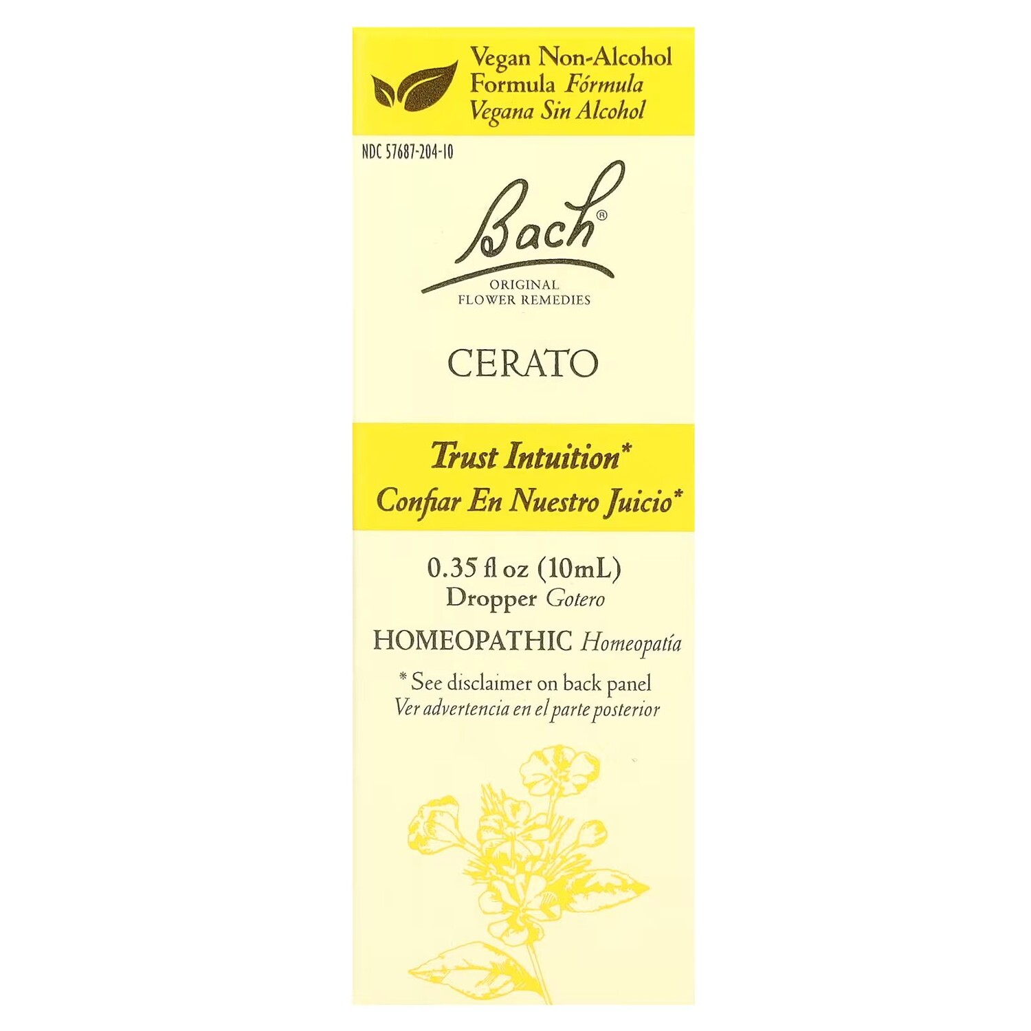 Original Flower Remedies, Cerato, 0,35 жидких унций (10 мл) Bach
Original Flower Remedies, Cerato, 0,35 жидких унций (10 мл) Bach