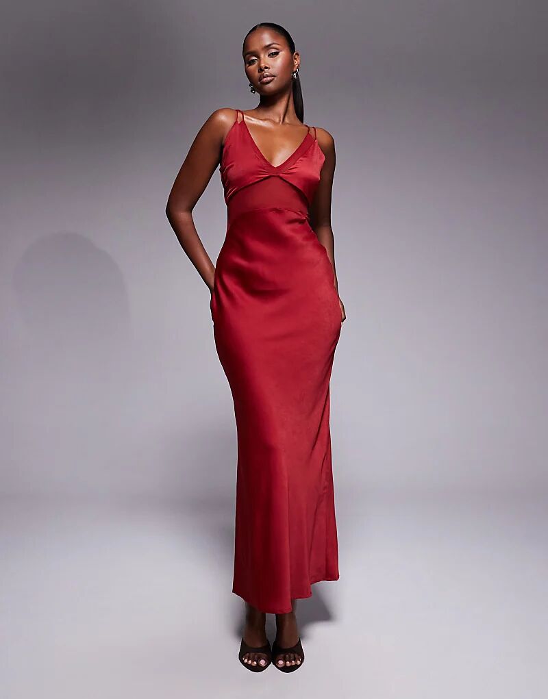 Платье макси ASOS DESIGN из атласного шифона с прозрачным лифом и лифом на бретелях вишневого цвета
Платье макси ASOS DESIGN из атласного шифона с прозрачным лифом и лифом на бретелях вишневого цвета