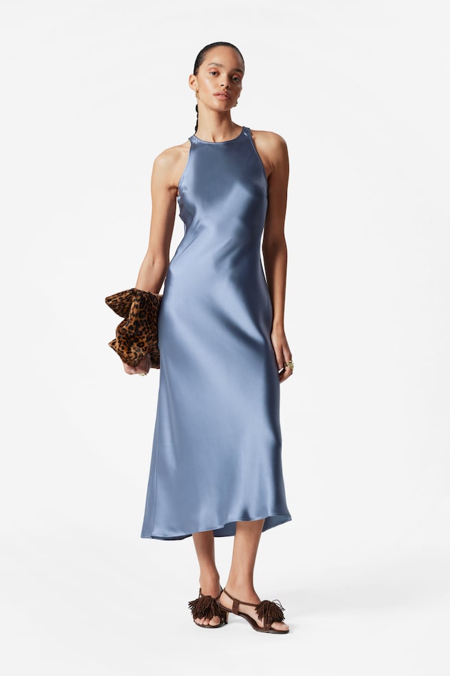 Атласное платье миди без рукавов & Other Stories, синий
Атласное платье миди без рукавов & Other Stories, синий