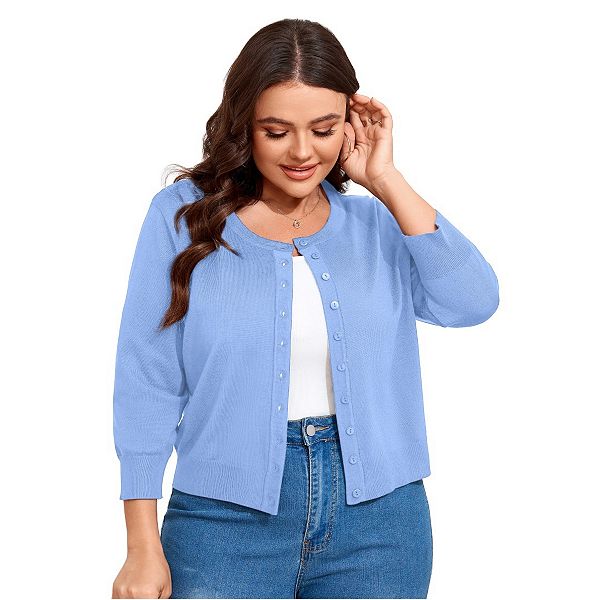 Кардиган женский plus size с 3/4 рукавом и пуговицами Yesfashion, Light Blue
Кардиган женский plus size с 3/4 рукавом и пуговицами Yesfashion, Light Blue