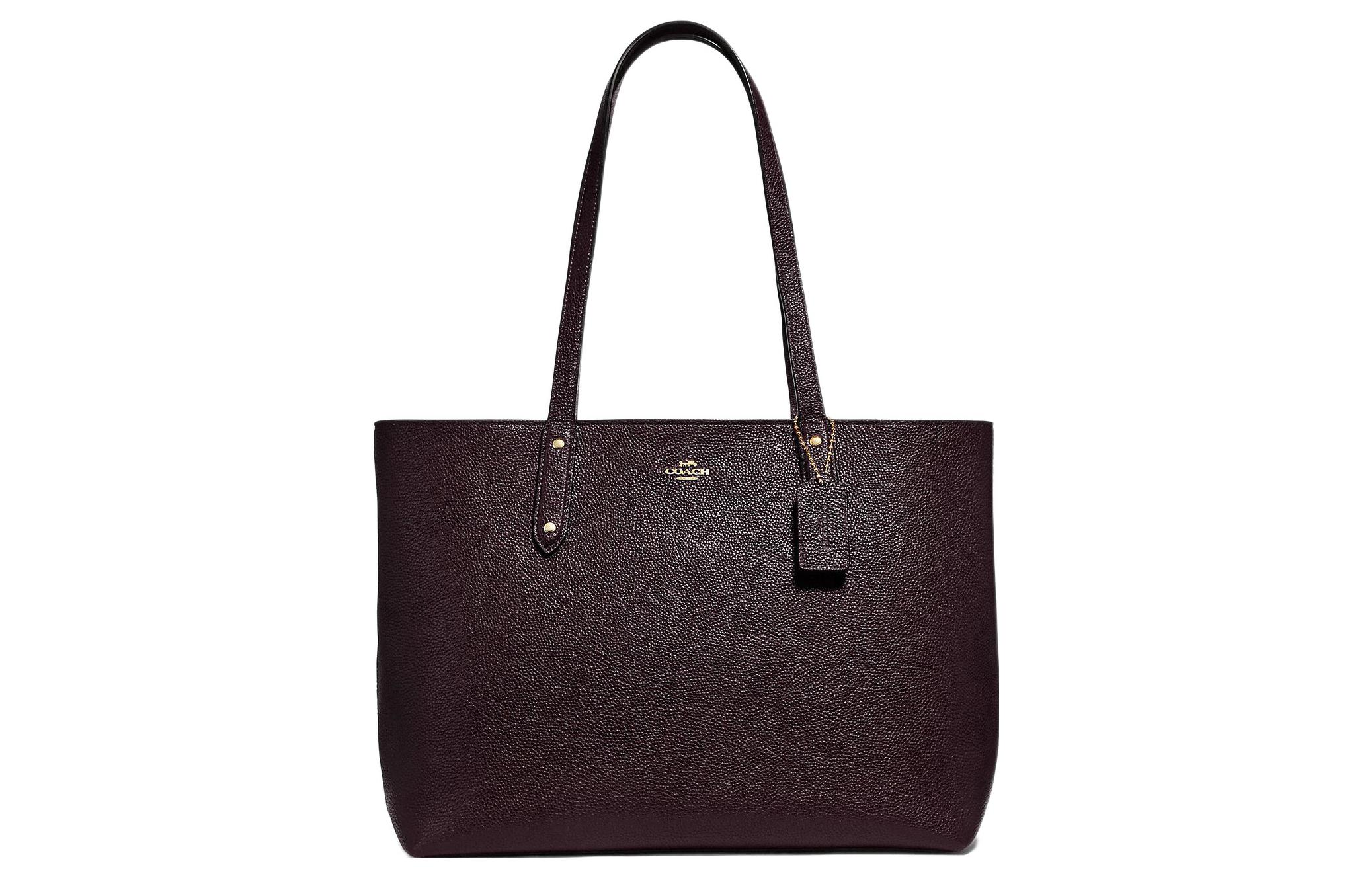 Центральная Текстурированная Кожаная Сумка Тот Шоппер Женская Сумка Через Плечо Цвет Бычья Кровь COACH